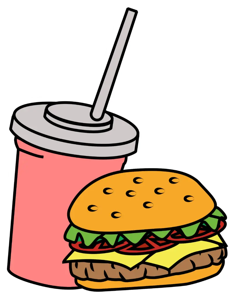 Illustration von Milchshake und Burger