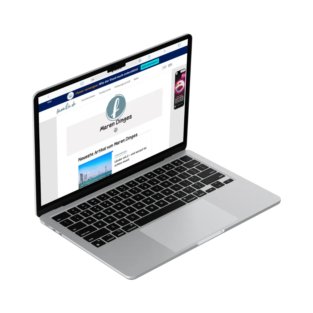 Mockup von Laptop mit offener Website von familie.de