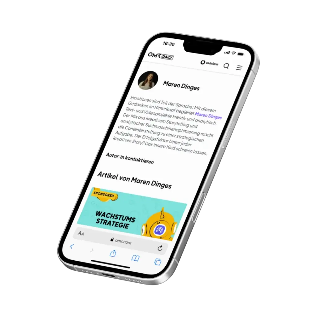 Mockup von Handy mit offener Website von OMR