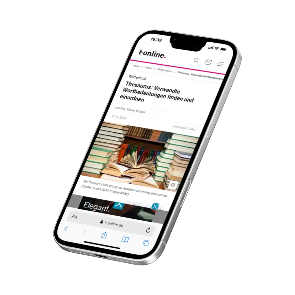 Mockup von Handy mit offener Website von t-online.de