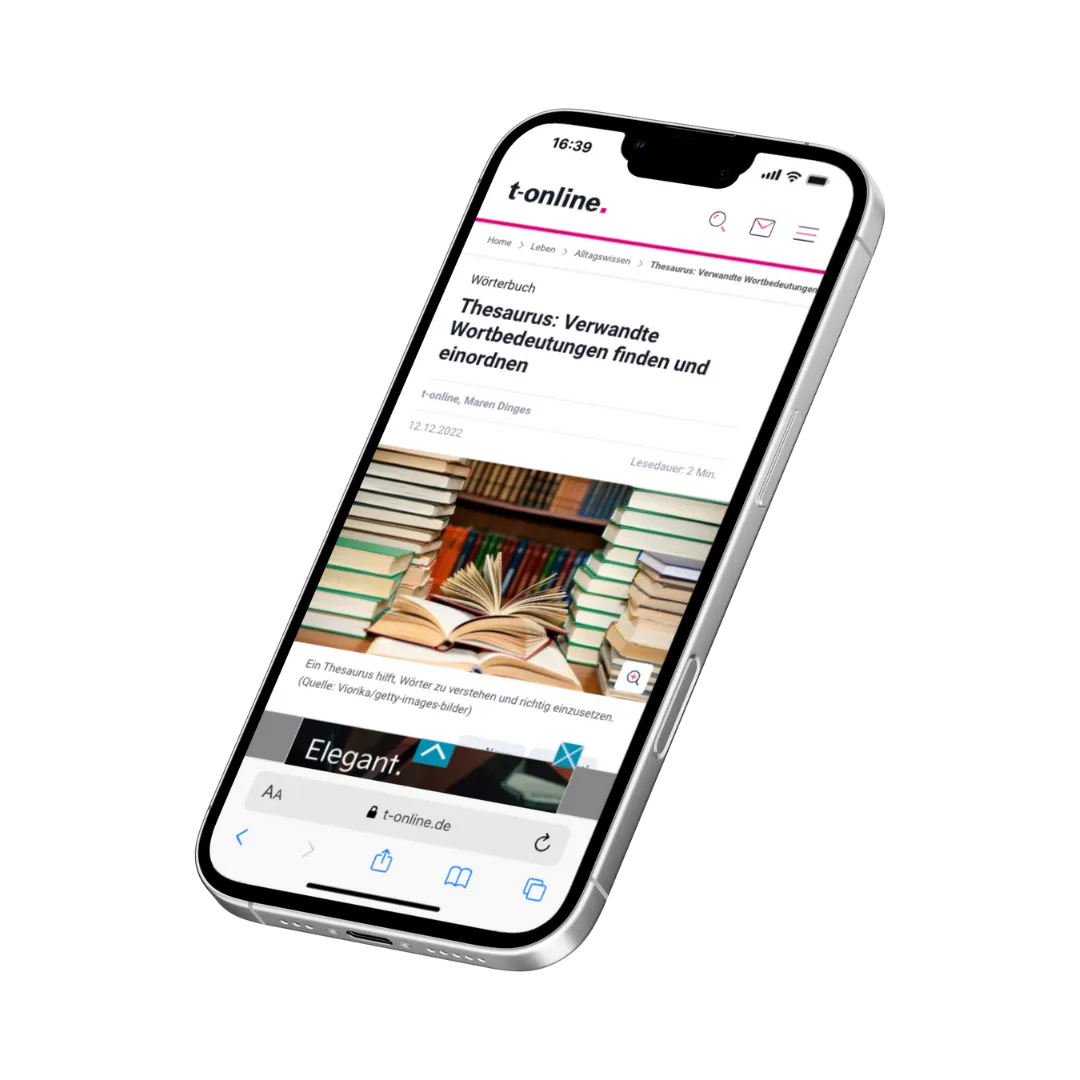 Mockup von Handy mit offener Website von t-online.de