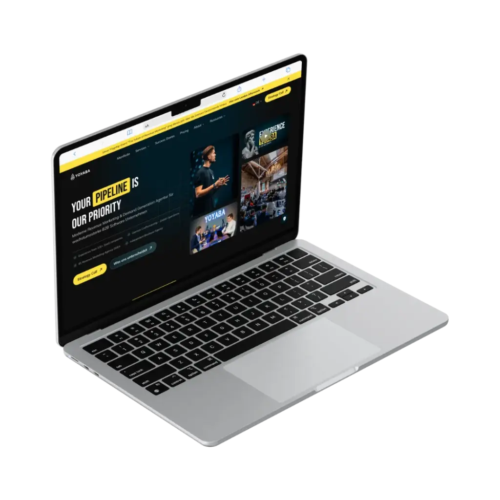 Mockup von Laptop mit offener Website von YOYABA