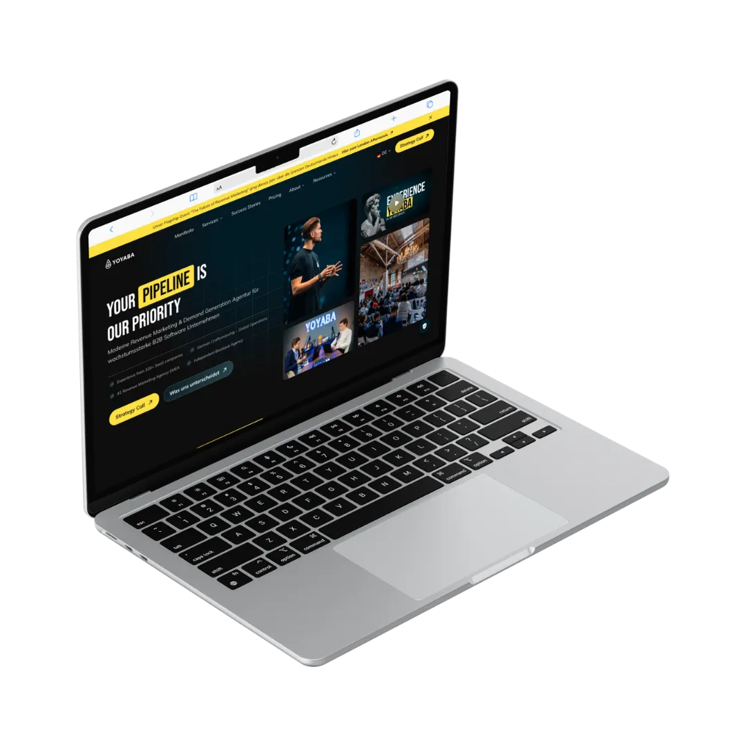 Mockup von Laptop mit offener Website von YOYABA