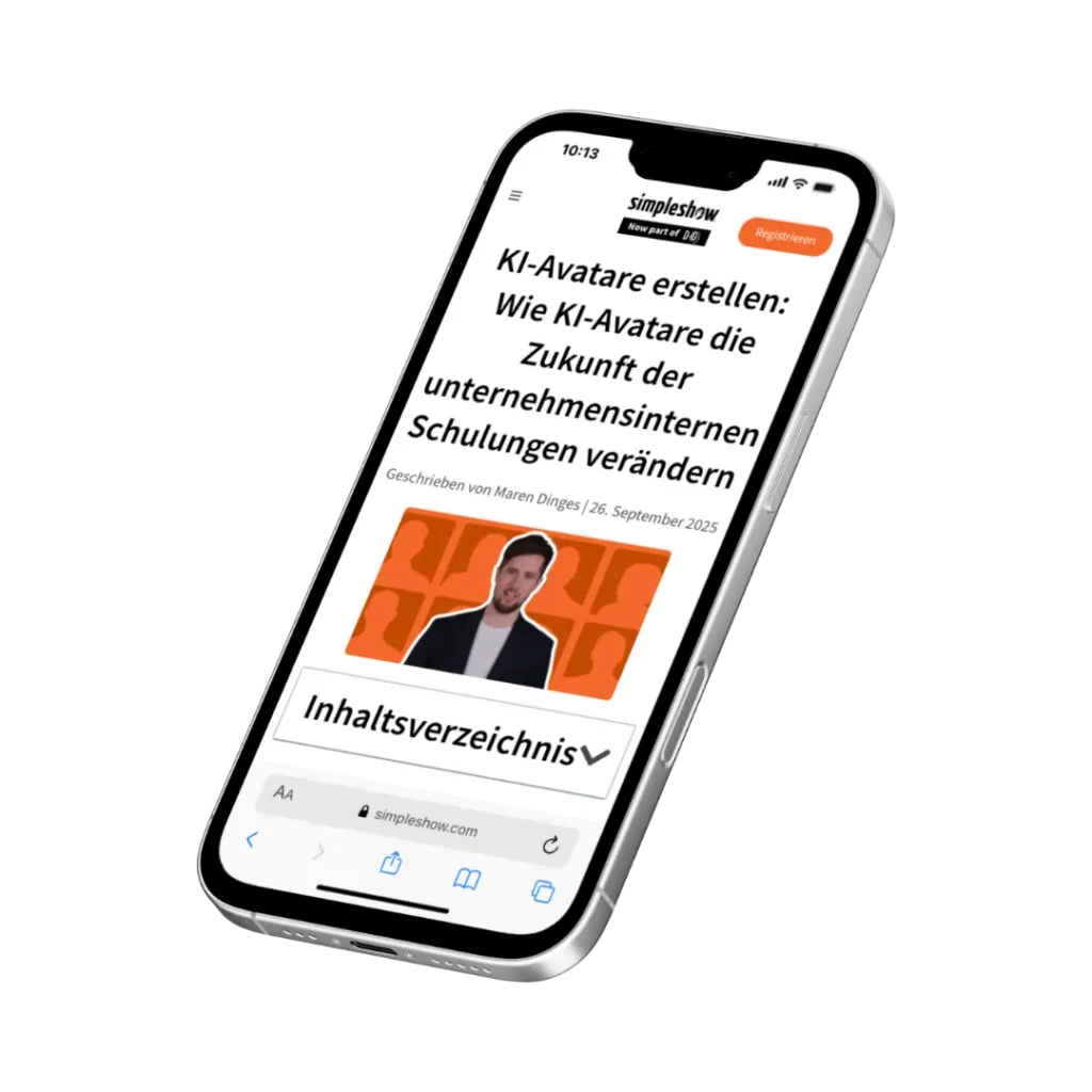 Mockup von Handy mit offener Website von simpleshow