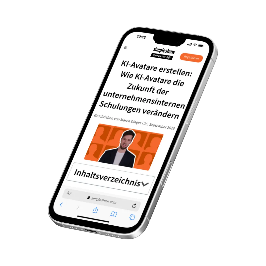 Mockup von Handy mit offener Website von simpleshow
